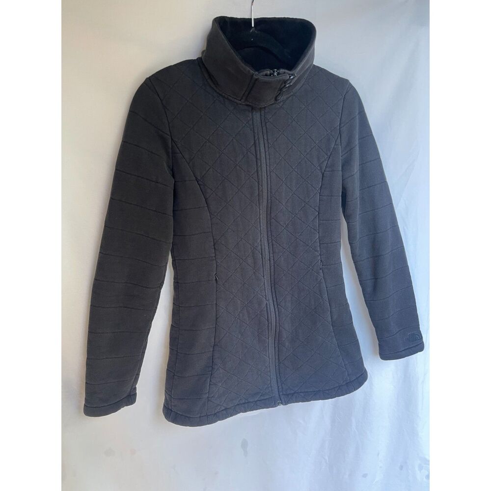The North Face Caroluna Quilted Fleece Lined Full Zip Jacket - Black / Charcoal